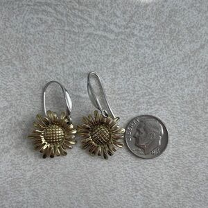RLM Studio 925 Gold and Silver Floral Earrings with Detailed Petals vintage